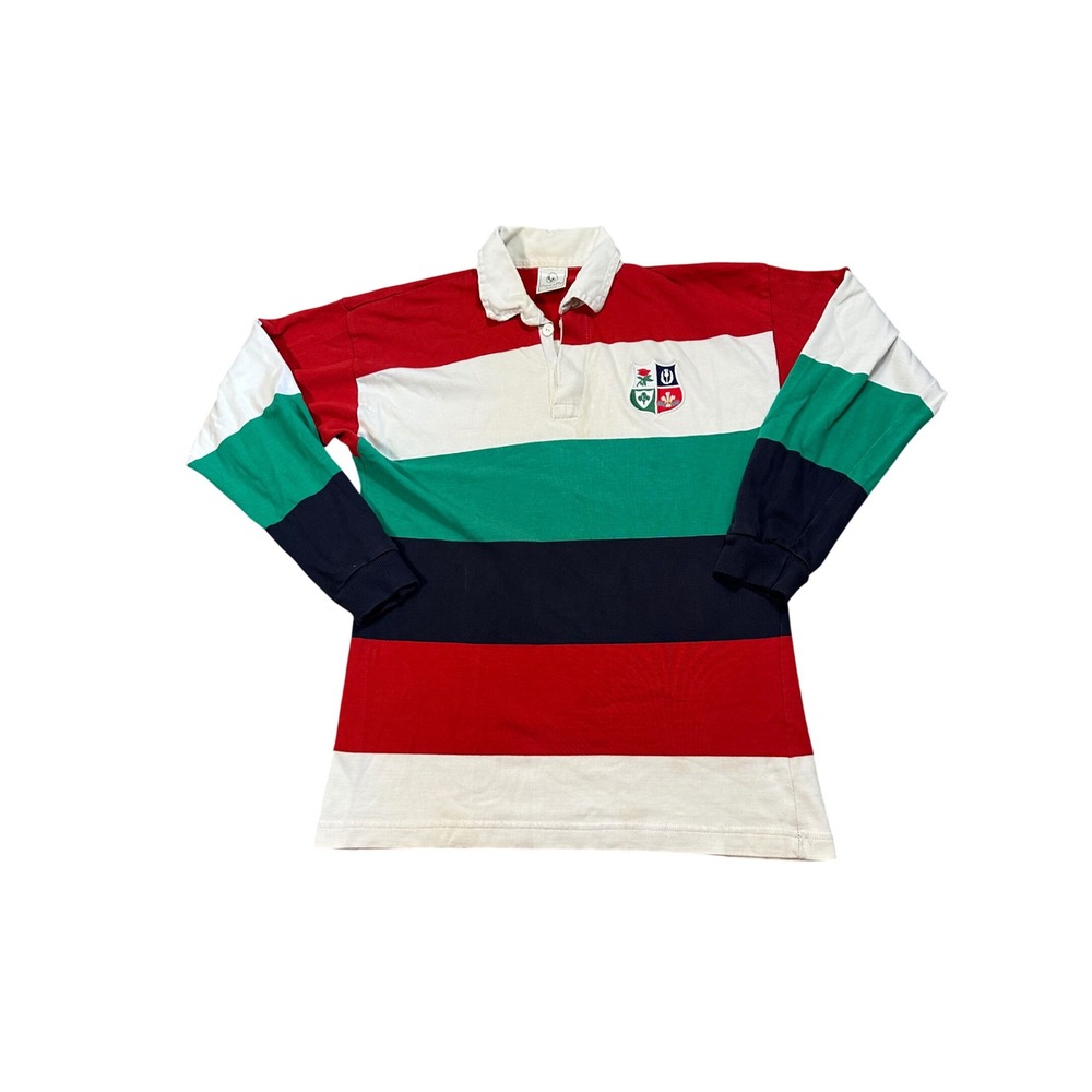 Connolly Ireland Mens Rugby Shirt Long Sleeve Striped Crest Cotton‎ Red White L